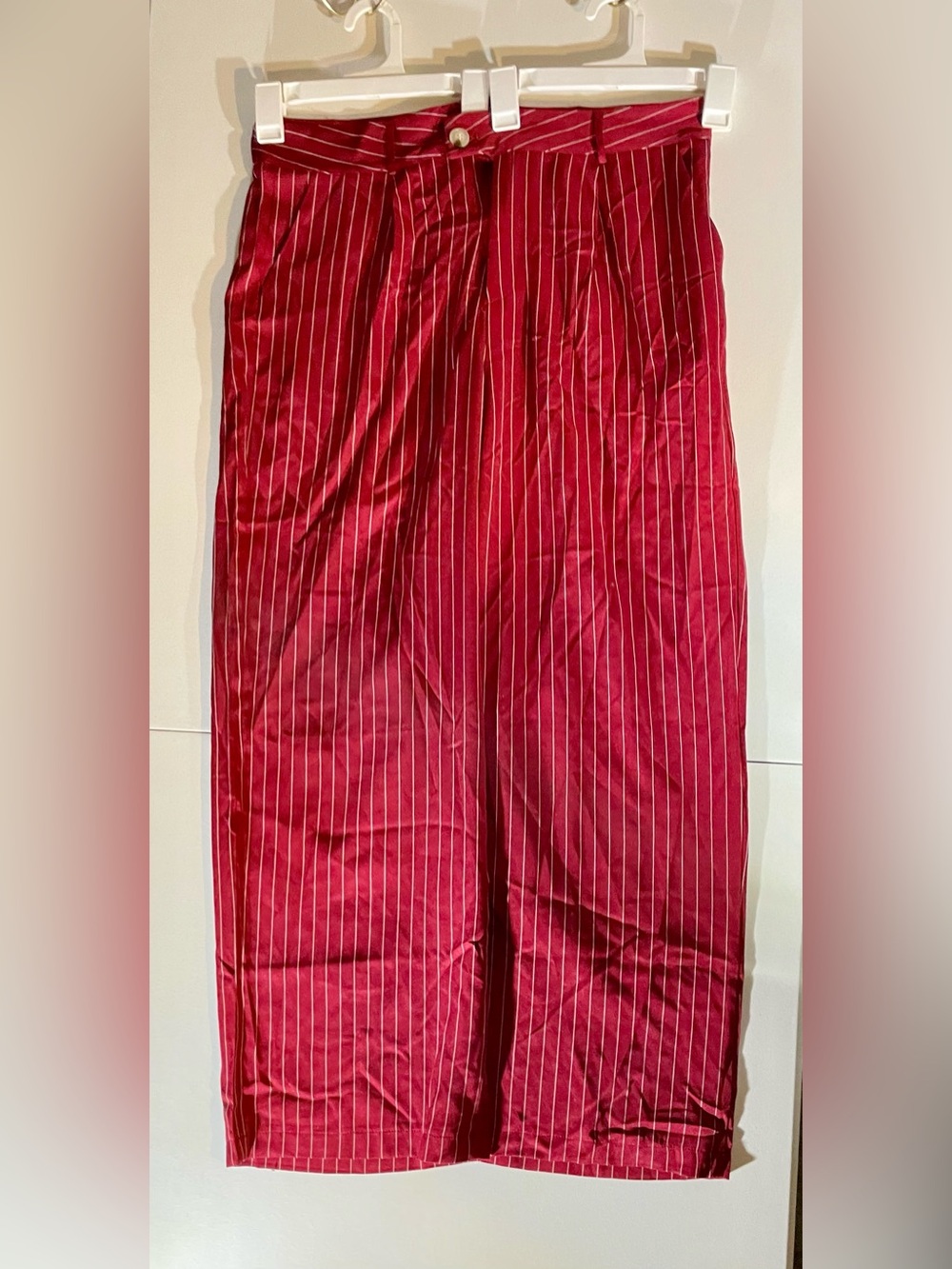 NWT SHEIN Men’s XL Red Pinstripe Wide Leg Suit Pants